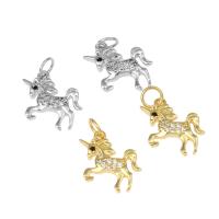 Cubic Zirconia Micro Pave Brass Pendant, Unicorn, plated, micro pave cubic zirconia nickel, lead & cadmium free Approx 3mm, Approx 