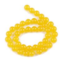 perles en Jade jaune, jaune de jade, Rond, poli, DIY & normes différentes pour le choix, Jaune, Vendu par brin