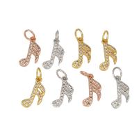 Cubic Zirconia Micro Pave Brass Pendant, Music Note, plated, micro pave cubic zirconia nickel, lead & cadmium free Approx 3mm, Approx 