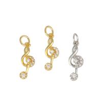 Cubic Zirconia Micro Pave Brass Pendant, Music Note, plated, micro pave cubic zirconia nickel, lead & cadmium free, 18mm Approx 3mm, Approx 