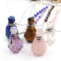 Stainless Steel Perfume Bottle Necklace, with Natural Stone, fashion jewelry 55cm 