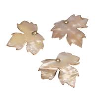 Brass Shell Pendants, Pearl Shell, with Brass, Maple Leaf, gold color plated 