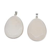 Agate Stainless Steel Pendants, with Stainless Steel, Ellipse, silver color plated 
