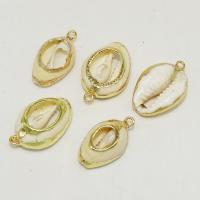 Zinc Alloy Shell Pendants, gold color plated, DIY, white, 20-30mm 