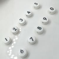 Weiße Porzellan Perlen, flache Runde, glaciert, DIY, keine, 8x4mm, verkauft von PC