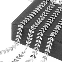 Stainless Steel Wheat Chain, silver color plated, machine polishing Approx 