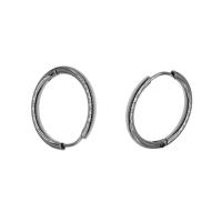 Stainless Steel Hoop Earring, Donut, silver color plated 
