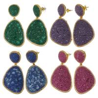 Zinc Alloy Rhinestone Drop Earring, Rhinestone Clay Pave, with Zinc Alloy, gold color plated, for woman 51mm 