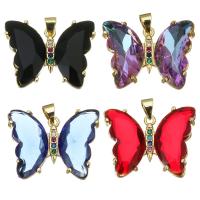 Crystal Brass Pendants, Butterfly, fashion jewelry & for woman Approx 3.5mm 