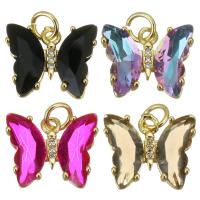 Crystal Brass Pendants, Butterfly, fashion jewelry & for woman Approx 3mm 