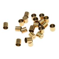 Stainless Steel Cord Tips, Column, gold color plated 