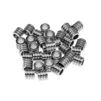 Stainless Steel Large Hole Beads, Column, silver color plated 