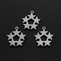 Stainless Steel Jewelry Charm, Star, silver color plated 