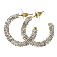 Zinc Alloy Rhinestone Drop Earring, Rhinestone Clay Pave, with Zinc Alloy, for woman, white 