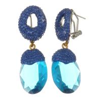 Crystal Drop Earring, Rhinestone Clay Pave, with Crystal & Zinc Alloy, for woman, blue, 54mm 