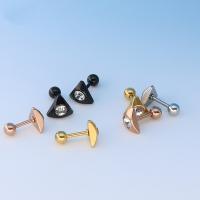 Stainless Steel Ear Piercing Jewelry, Titanium Steel, plated, micro pave cubic zirconia & for woman 