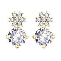 Cubic Zircon Brass Earring, with Cubic Zirconia, plated, fashion jewelry & for woman 17mm 