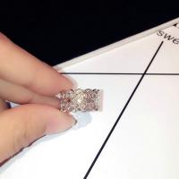 aleación de zinc Anillo de dedo Cuff, Patrón Geométrico, chapado en color de plata, ajustable & para mujer & hueco, tamaño:6-8, Vendido por UD
