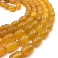 Natural Yellow Agate Beads, Drum, polished, DIY, yellow 