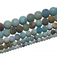 Amazonit Schwarz Gold Perlen, rund, DIY & verschiedene Größen vorhanden & satiniert, blau, verkauft von Strang