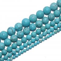 Synthetische Türkis Perlen, Synthetisches Blau Türkis, rund, poliert, DIY & verschiedene Größen vorhanden, Türkisblau, verkauft von Strang