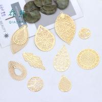 Hollow Brass Pendants, gold color plated, DIY 