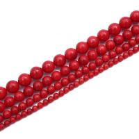 Mélange de perles de corail naturels, corail synthétique, Rond, poli, DIY & normes différentes pour le choix, rouge, Vendu par brin