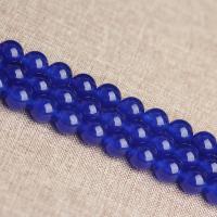 Blauer Chalcedony Perle, blauer Chalzedon, rund, poliert, DIY & verschiedene Größen vorhanden, blau, verkauft von Strang