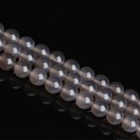 Natural Grey Agate Beads, Round, polished, DIY light grey 
