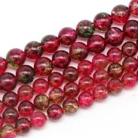 Crackle Quartz Beads, Round, polished, DIY fuchsia 