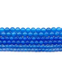 Natürliche blaue Achat Perlen, rund, verkauft von Strang