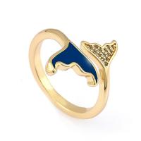 Zircon pavent l'anneau en laiton de doigt, Placage de couleur d'or, pavé de micro zircon & pour femme, 19mm, Vendu par PC