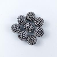 Cubic Zirconia Micro Pave Brass Beads, Copper Alloy, Round, plated, micro pave cubic zirconia 