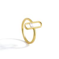 Цирконий Micro Pave Латунь палец кольцо, плакирован золотом, разный размер для выбора & инкрустированное микро кубического циркония & Женский продается PC