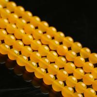 Natürliche gelbe Achat Perlen, Gelber Achat, rund, poliert, DIY & verschiedene Größen vorhanden, gelb, verkauft von Strang