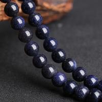 Blue Goldstone Beads, Blue Sandstone, Round, polished, DIY blue 