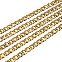 Stainless Steel Curb Chain, gold color plated, machine polishing Approx 