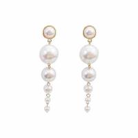 Plastic Pearl Zinc Alloy Earring, with Zinc Alloy, plated & for woman, white, 90mm 