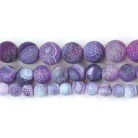 Natürliche Effloresce Achat Perlen, Auswitterung Achat, rund, DIY & verschiedene Größen vorhanden & satiniert, violett, verkauft von Strang