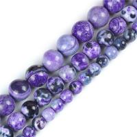 Perles agate de feu craquelées naturelles, agate feu, Rond, poli, DIY & normes différentes pour le choix, violet, Vendu par brin