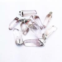 Pendentifs quartz naturel, quartz clair, avec alliage de zinc, Irrégulière, Placage, DIY, blanc Vendu par brin