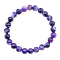Lace Agate Bracelets, Purple Agate, Round, fashion jewelry & DIY, purple Approx 6.1 Inch 