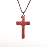 Wood Sweater Chain Necklace, Sandalwood, with Ebony, Cross, plated & for man Approx 23.62 Inch 