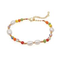Seed Beads Pearl Bracelets, Freshwater Pearl, with Glass Beads & Stainless Steel, for woman, multi-colored .66 Inch 