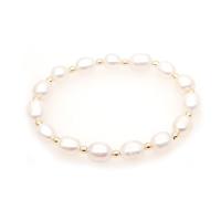 Pulseras de la perla, Perlas cultivadas de agua dulce, con Acrílico, para mujer, Blanco, longitud:6.496 Inch, Vendido por Sarta