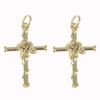 Brass Cross Pendants, gold color plated, DIY Approx 3mm 