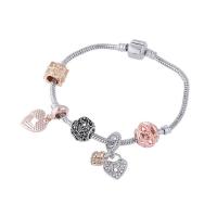 Zinc Alloy European Bracelets, silver color plated, for woman & with rhinestone .48 Inch 