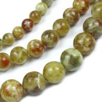 Unakite Beads, Round, polished, DIY green 
