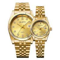 WLISH® Men Jewelry Watch , Zinc Alloy, with Stainless Steel, plated, Life water resistant & fashion jewelry & Unisex & luminated, gold 