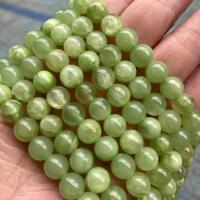 perle en jade tient, Pierre naturelle, Rond, poli, vert, protéger l'environnement, sans nickel, plomb et cadmium, Vendu par brin